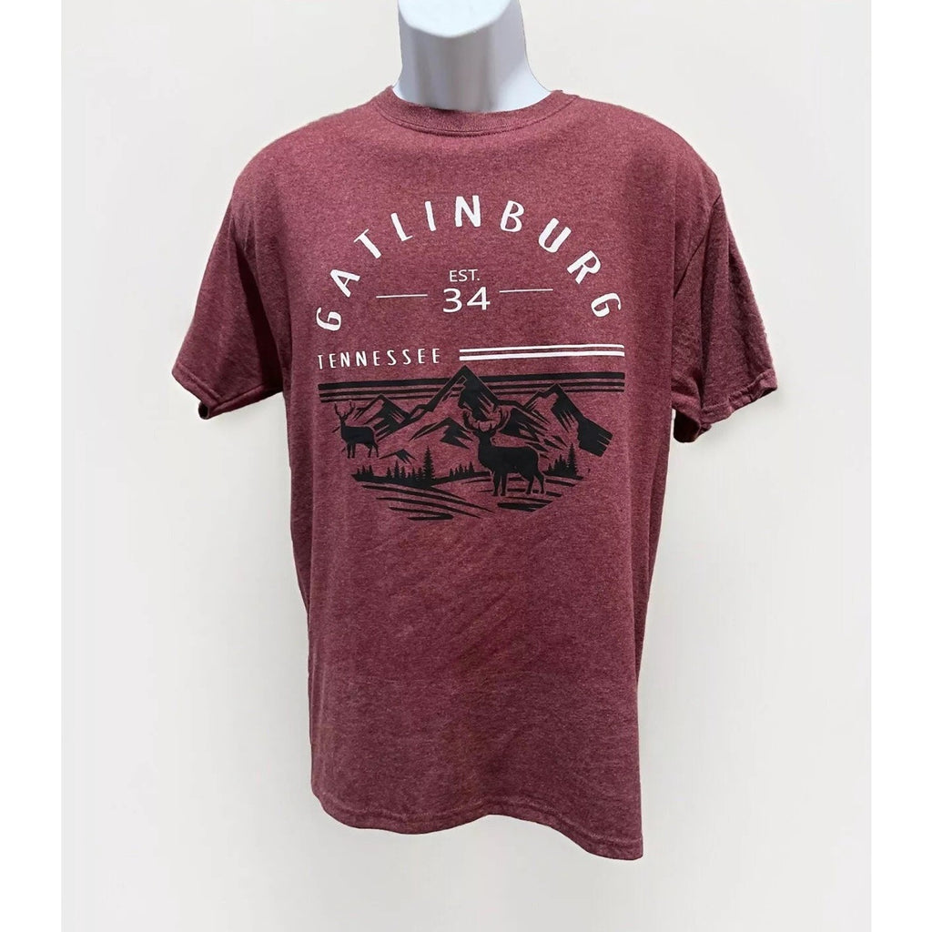 90s Vintage Gatlingburg TN T Shirt Maroon Size Medium Mountains Unisex