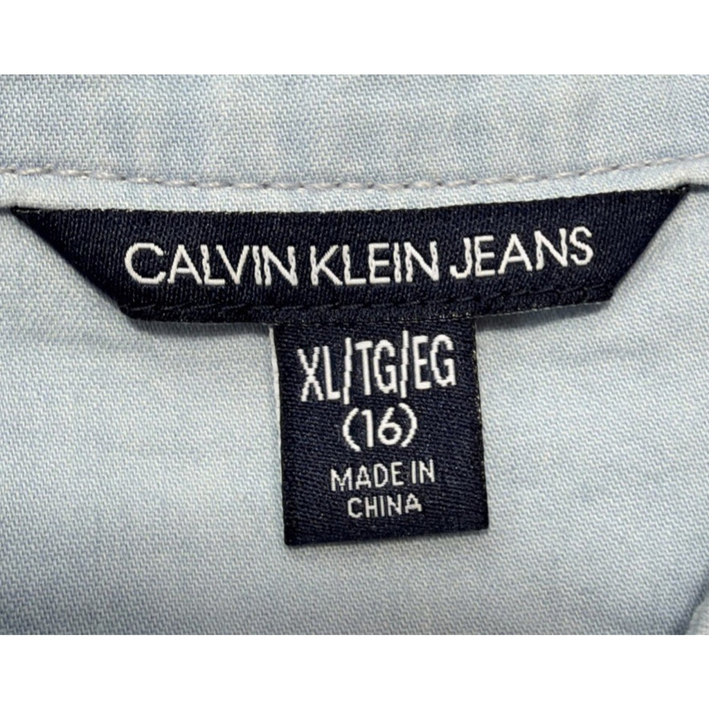 New Calvin Klein Girl's Juniors Chambray Denim Shirt Dress Size XL/16 NWT