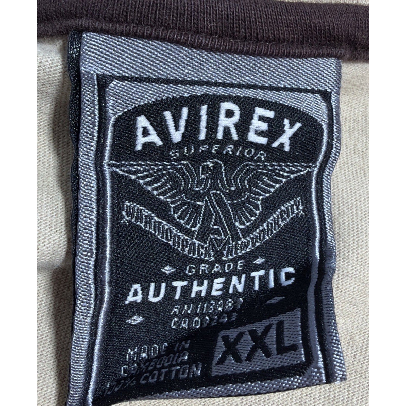 Vintage Y2K AVIREX Heavyweight T-Shirt Mens XXL Cream