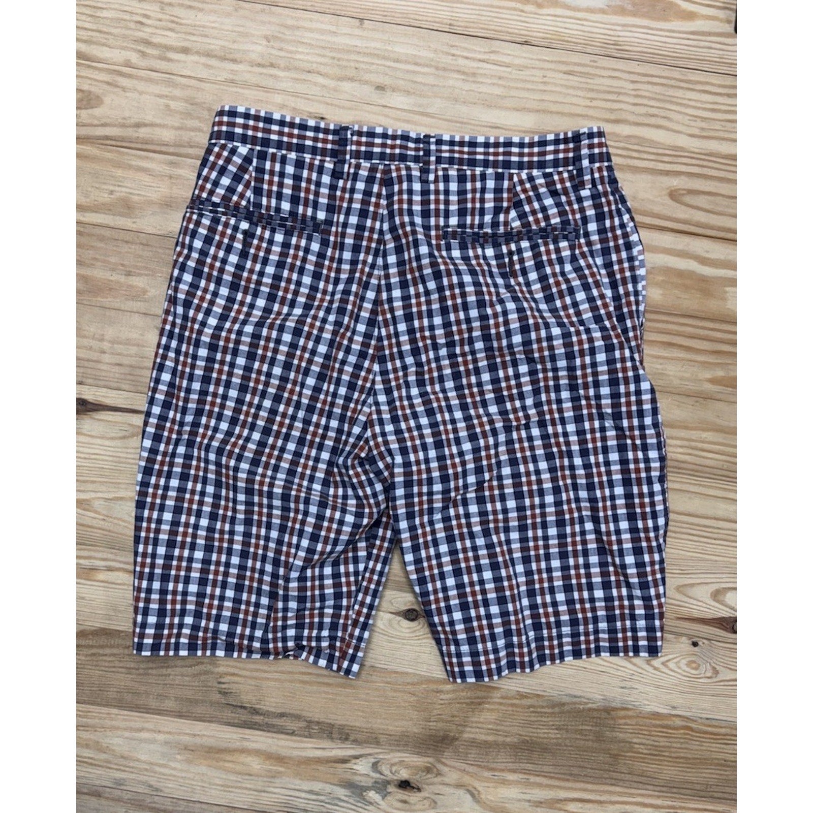J. Crew Mens Knee Length Shorts Sz 31 Plaid Flat Front Zip Fly Midrise