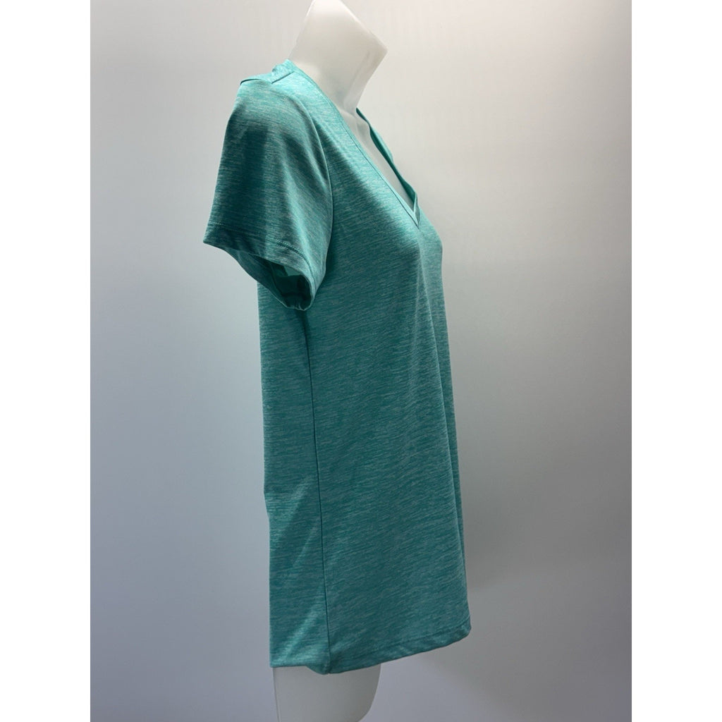 Under Armour Heatgear V-Neck Heather Green Short Sleeve T-Shirt Women’s Size S