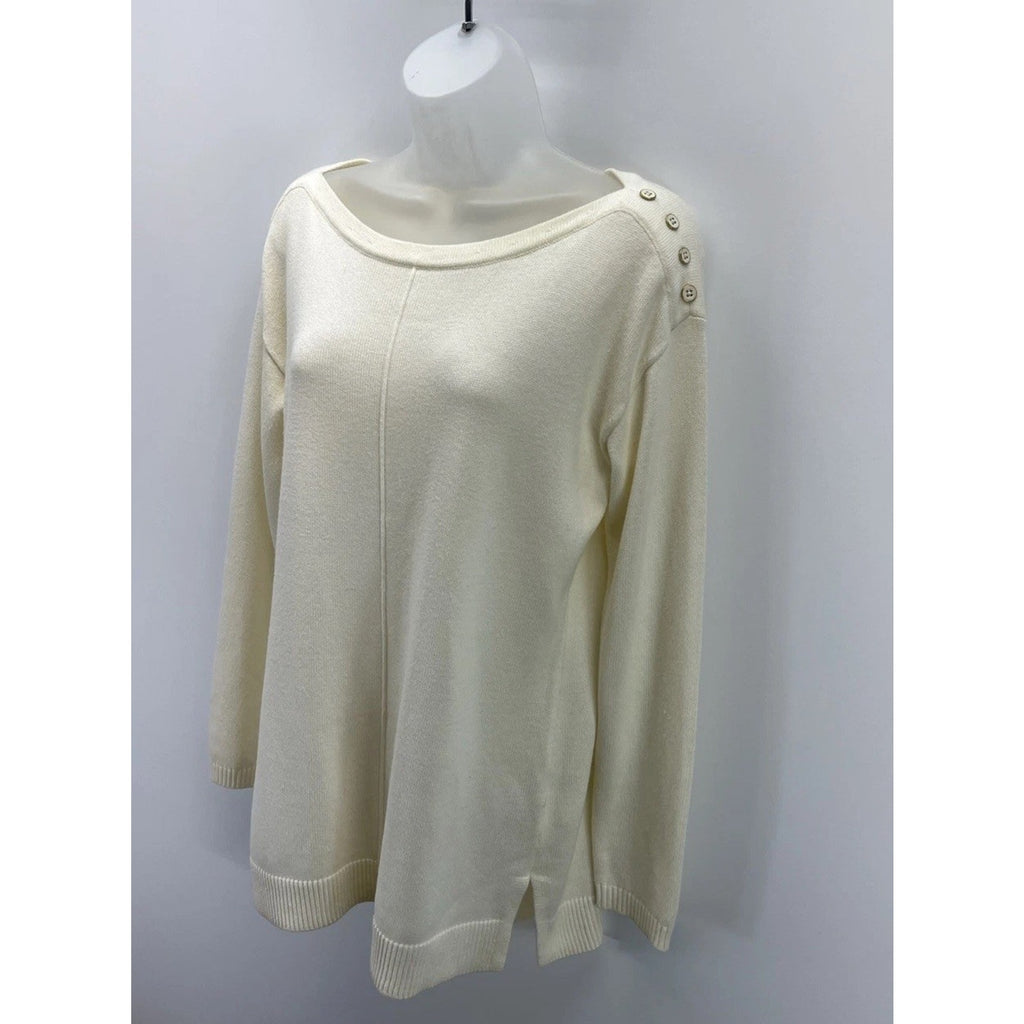 Talbots Women’s Ribbed-Yoke Sweater in Ivory-Size Small
