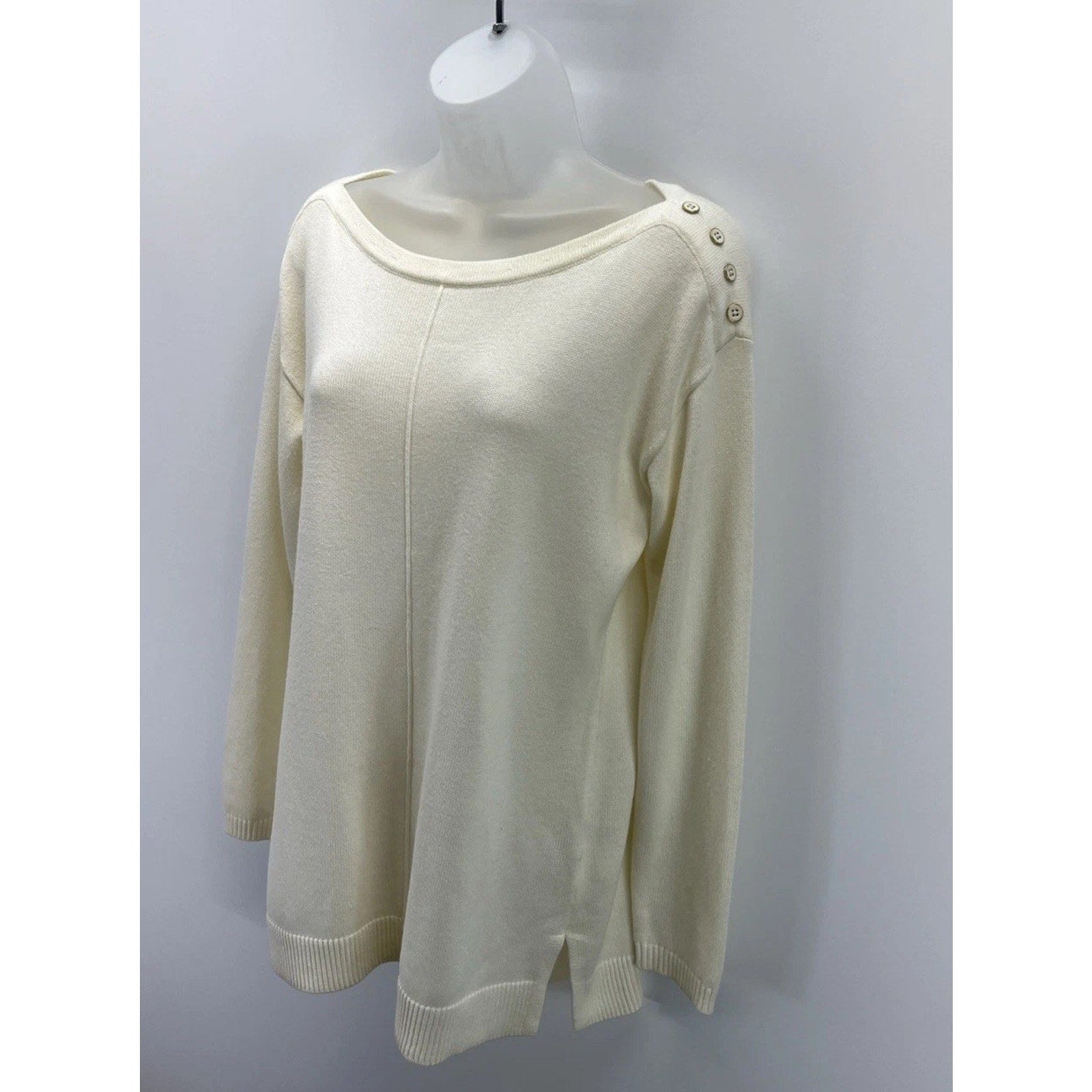 Talbots Women’s Ribbed-Yoke Sweater in Ivory-Size Small