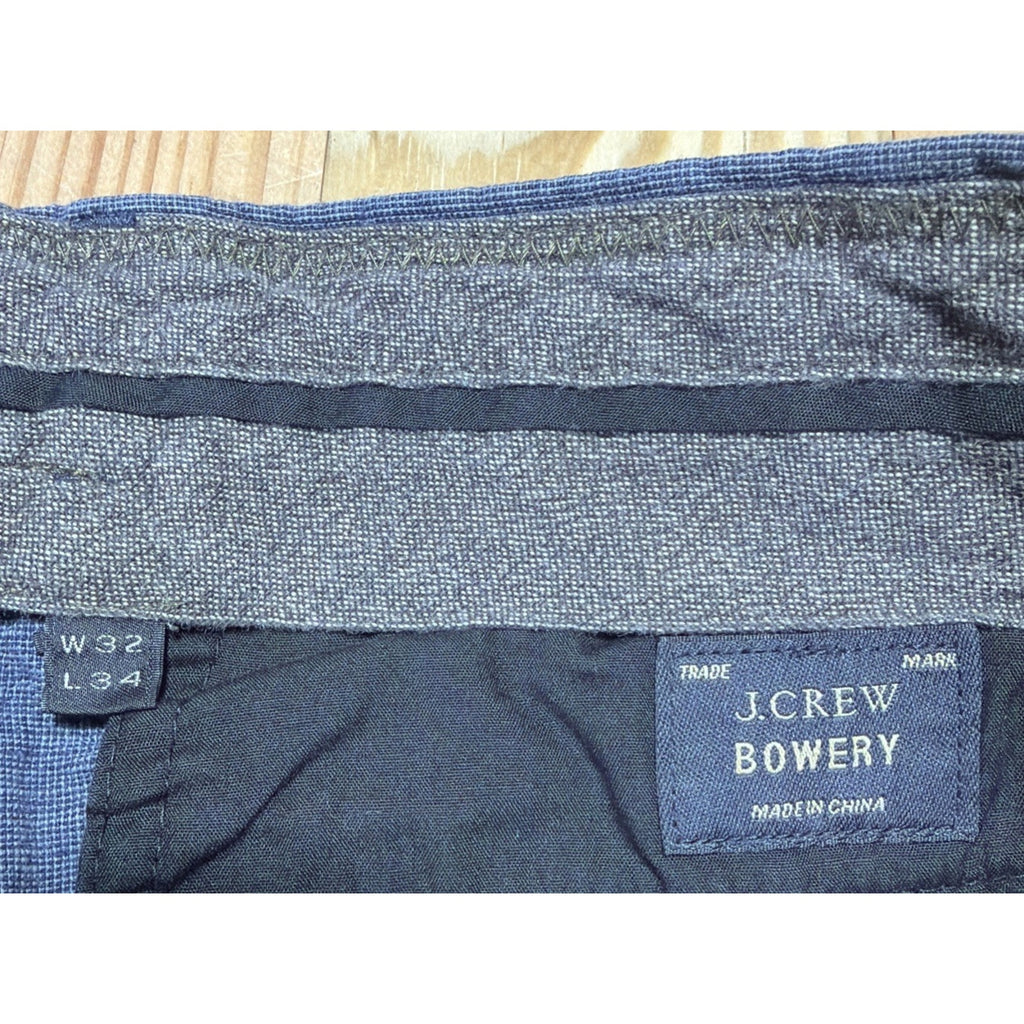 J.CREW Bowery Slim Fit Linen Pants Mens Blue Flat Front 32x29.5