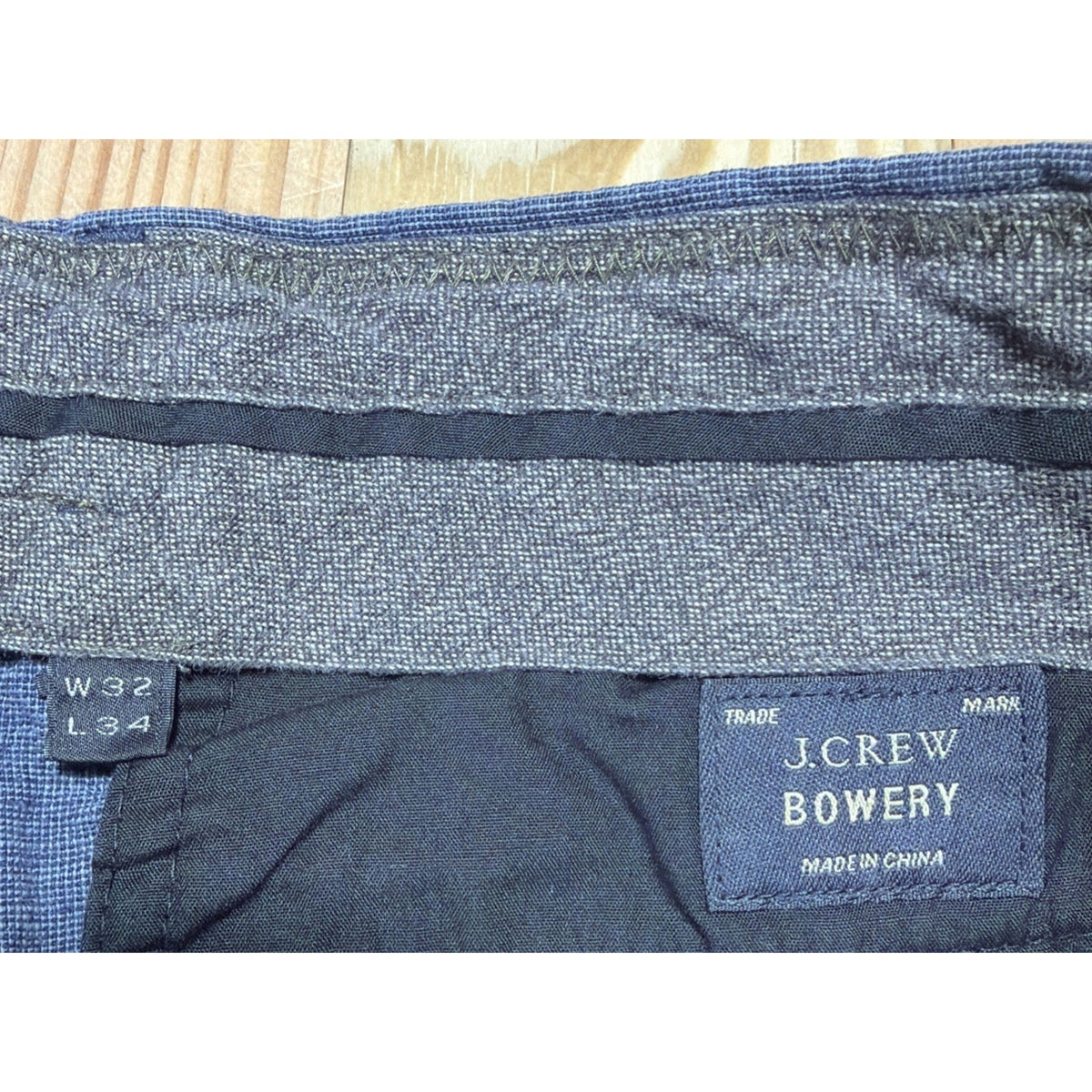 J.CREW Bowery Slim Fit Linen Pants Mens Blue Flat Front 32x29.5