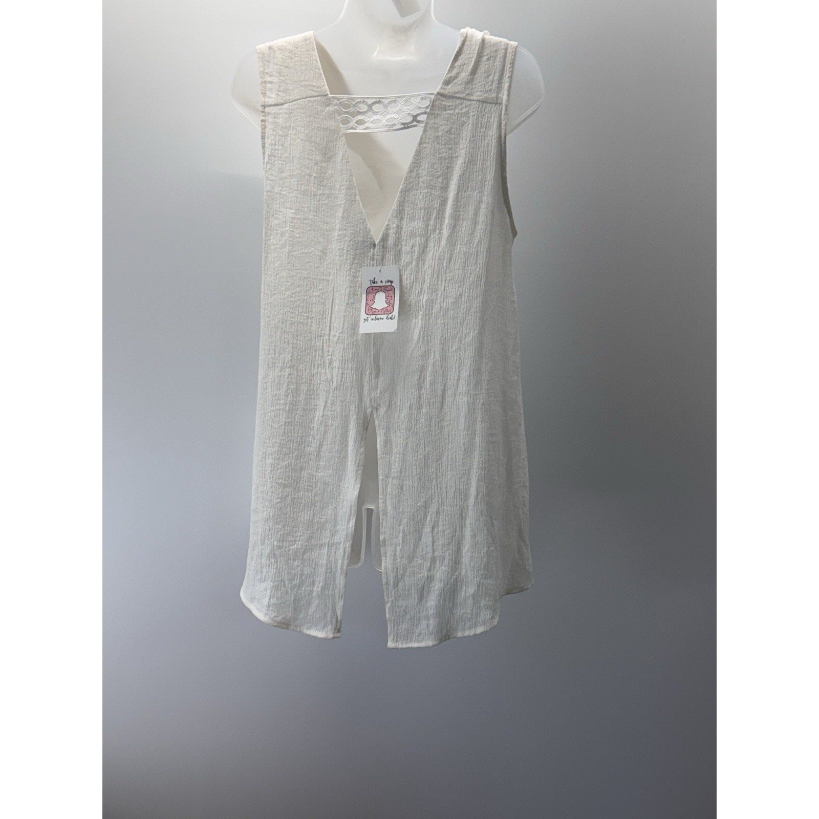 Anthropologie Doe & Rae Sleeveless White Tank Top Lace Back Coverup Women’s S