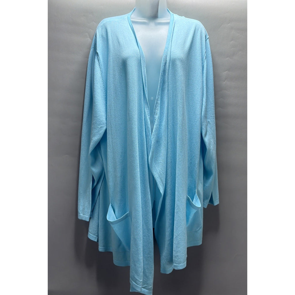 J Jill Relaxed Fit Open Drape Front Cardigan Robin Egg Blue Plus Size 3X NWT