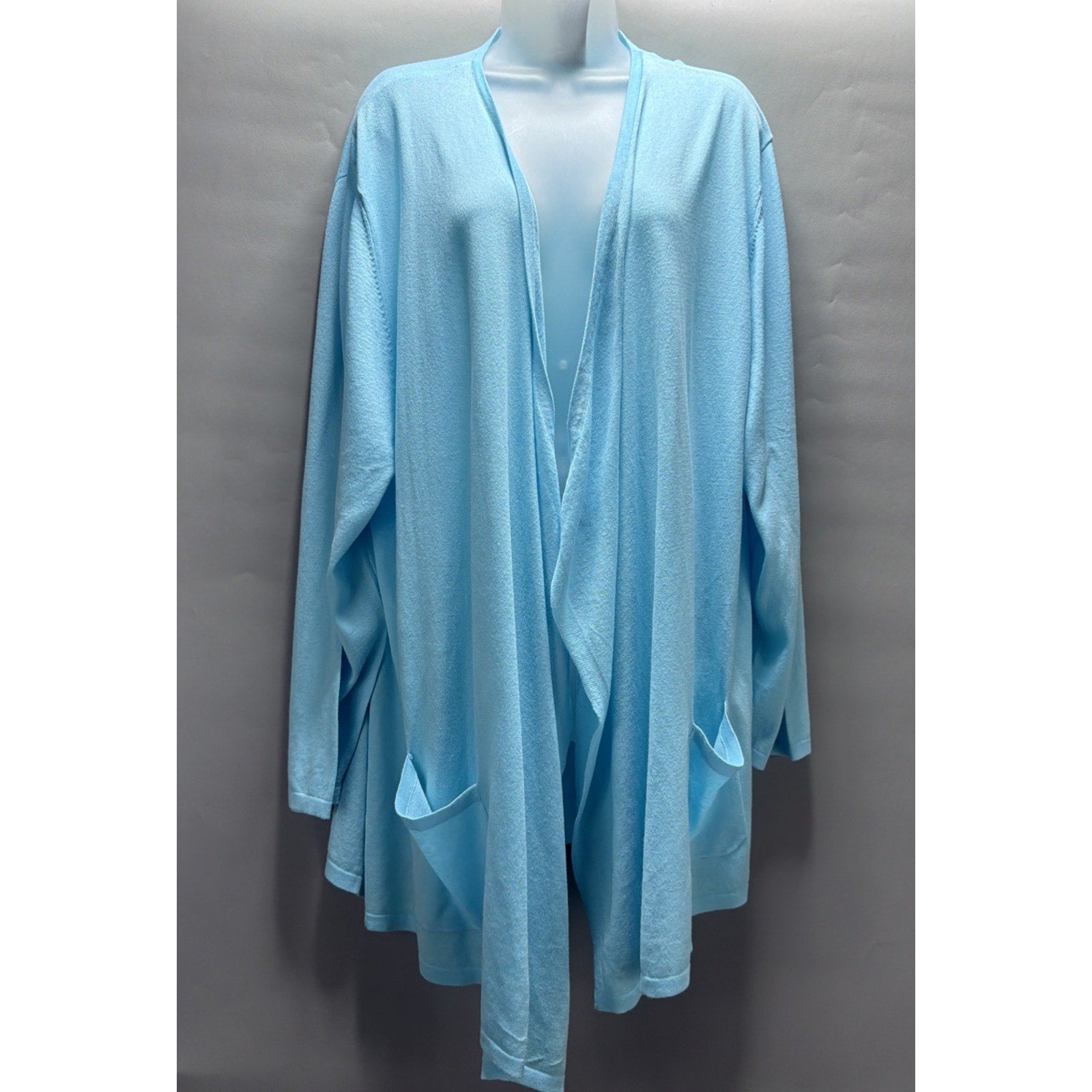 J Jill Relaxed Fit Open Drape Front Cardigan Robin Egg Blue Plus Size 3X NWT