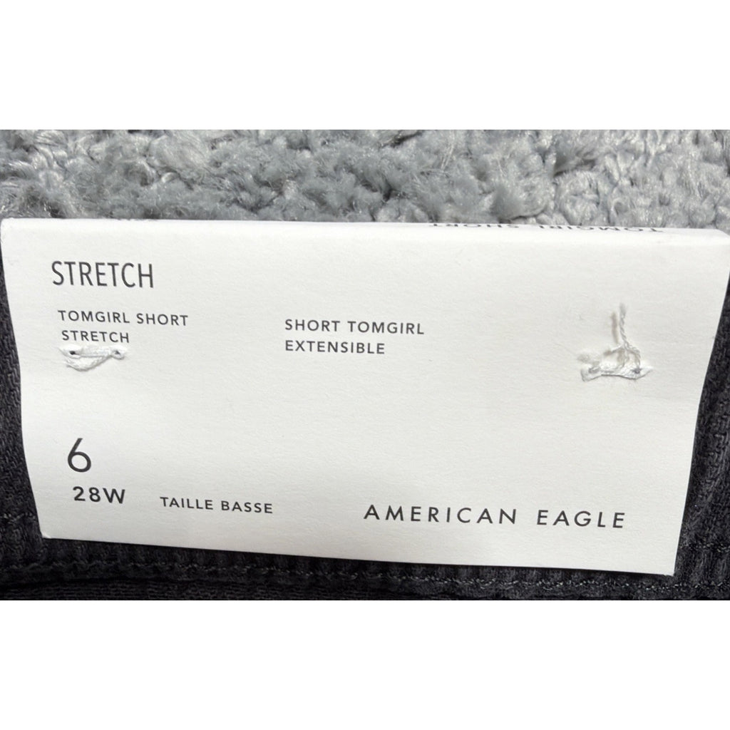 American Eagle Low Rise Denim Tomgirl Gray Shorts Womens Sz 6 New