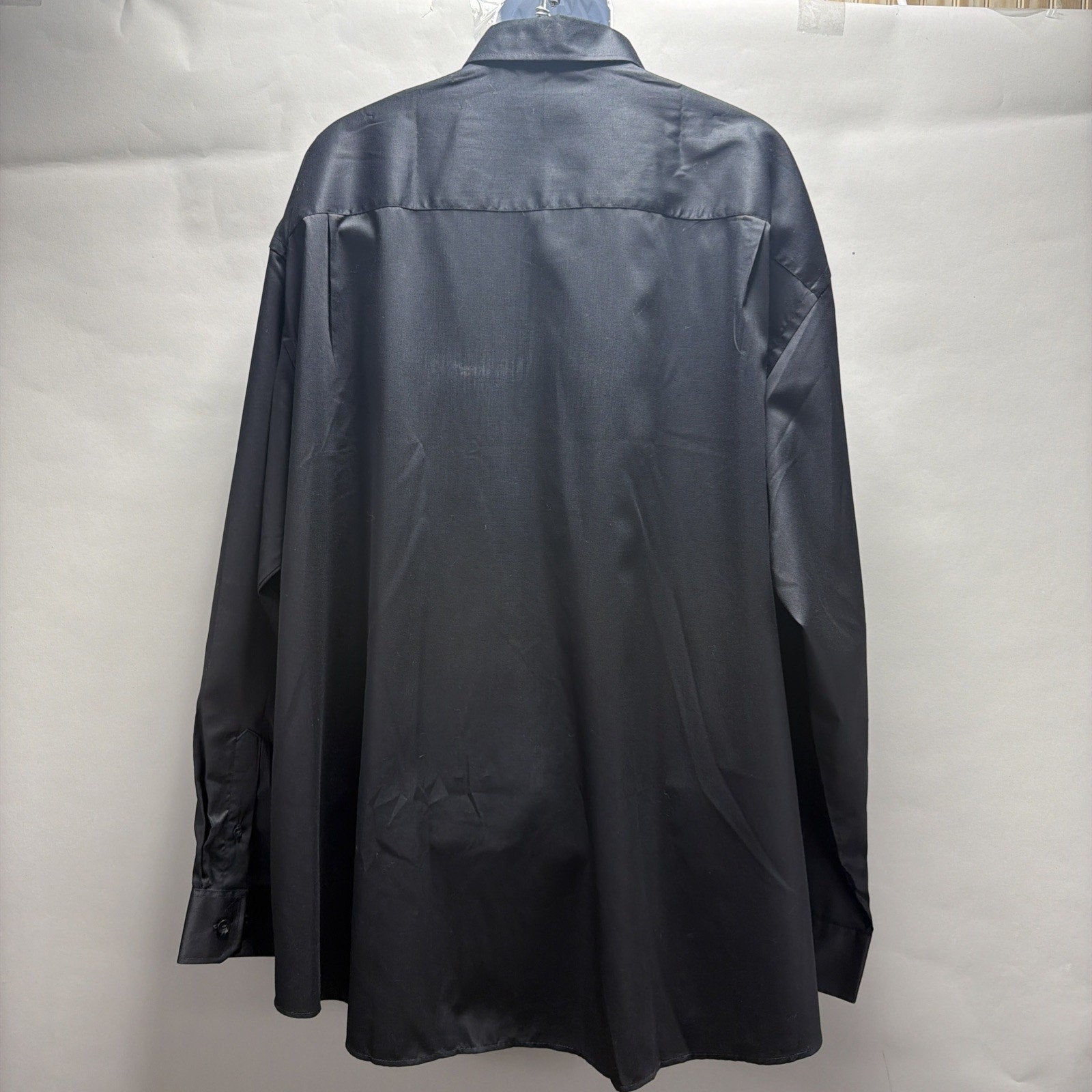 New VAN HEUSEN STUDIO No Iron Big &Tall 4XL Black Button Down Dress Shirt NWT