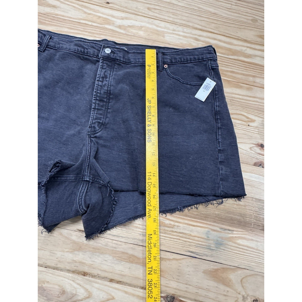 Old Navy Sky Hi A Line High Rise Shorts Womens Size 30 Black Button Fly Denim