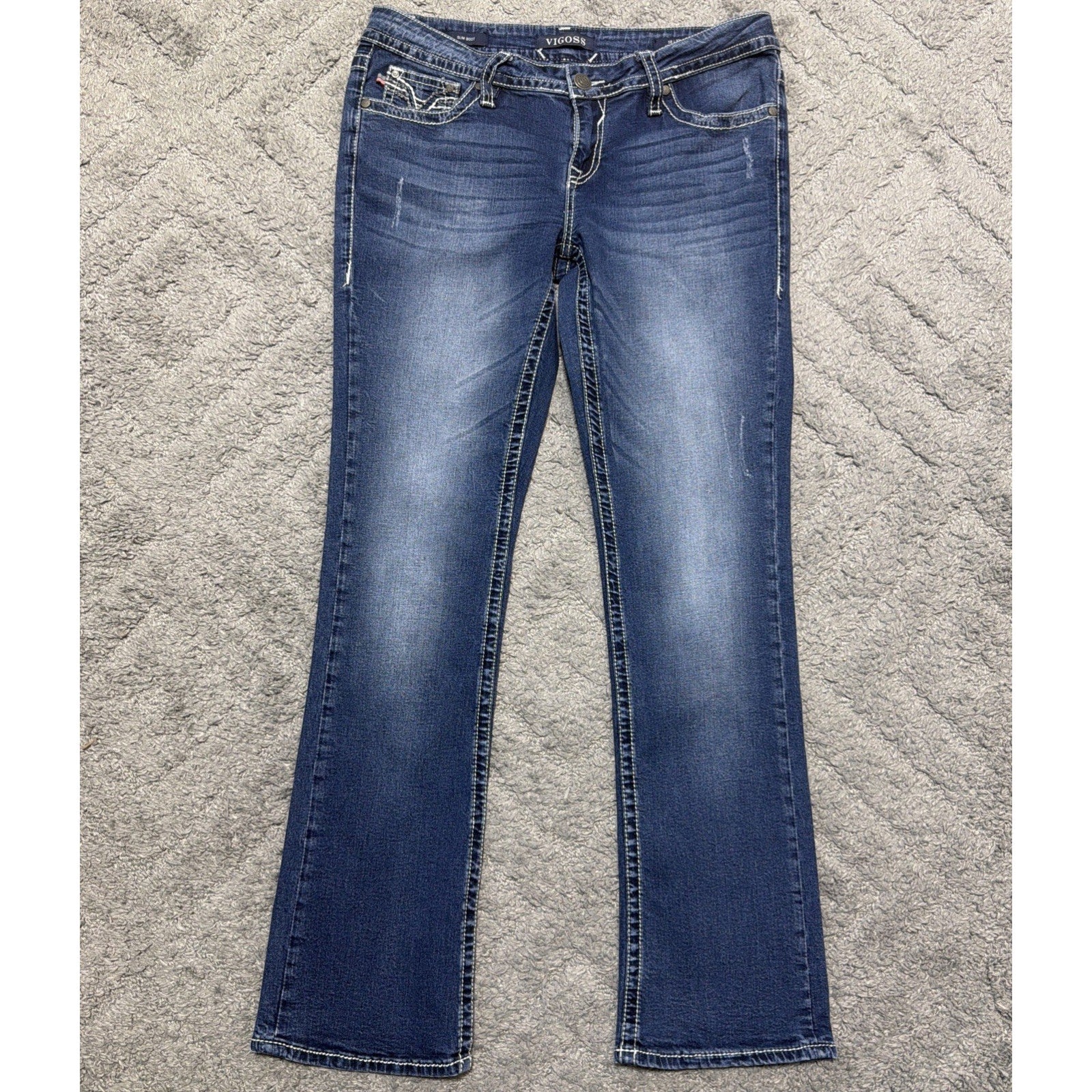 Women's Vigoss Slim Boot Heritage Fit Flap Denim Jeans Western 8/33x31