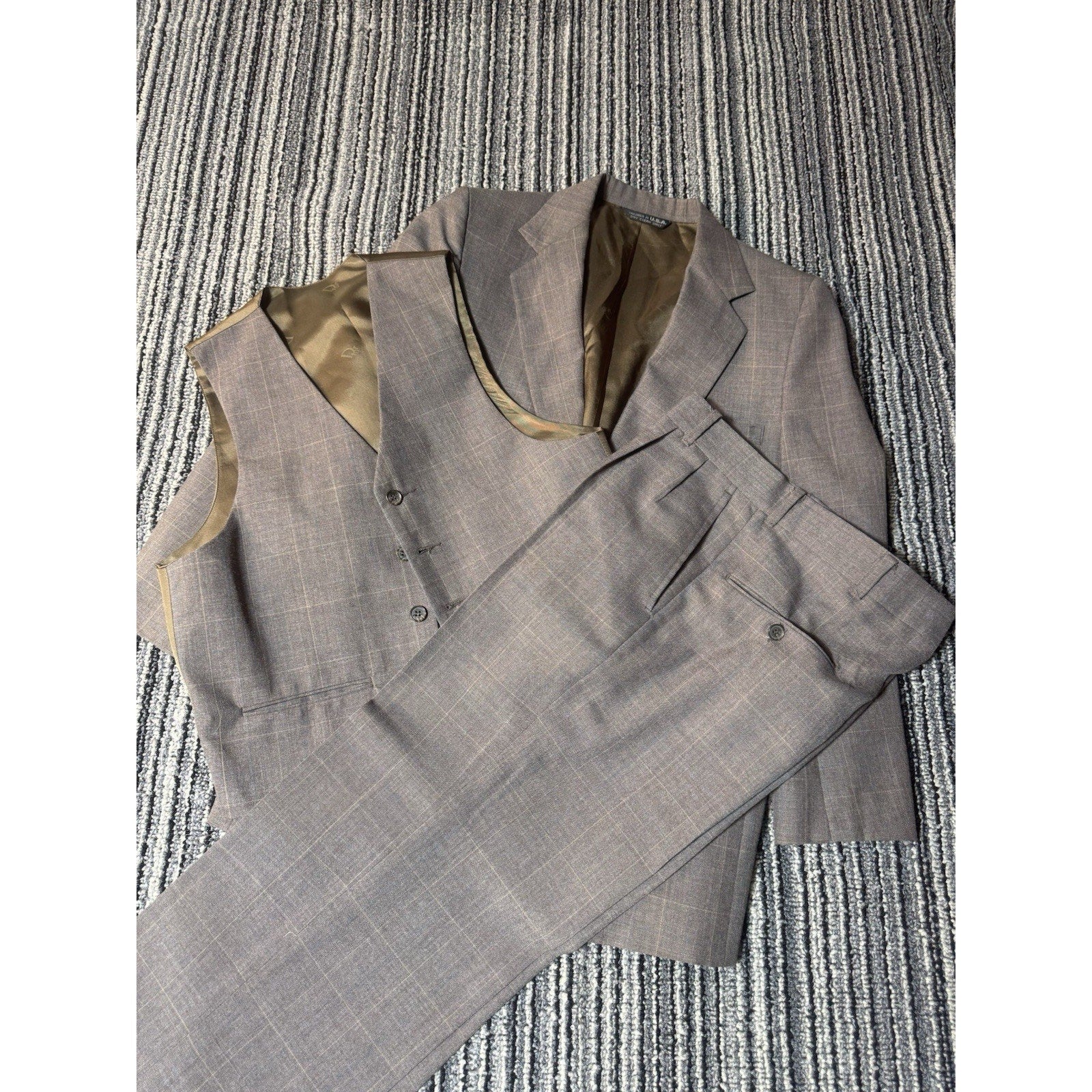 Vintage Christian Dior Jeune Homme Boys 3 Piece Suit Plaid Jacket Vest Pants