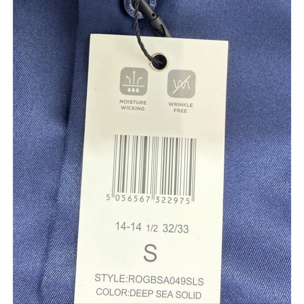 Geoffrey Beene Navy Blue Comfort Stretch Slim Fit Dress Shirt Sz Small