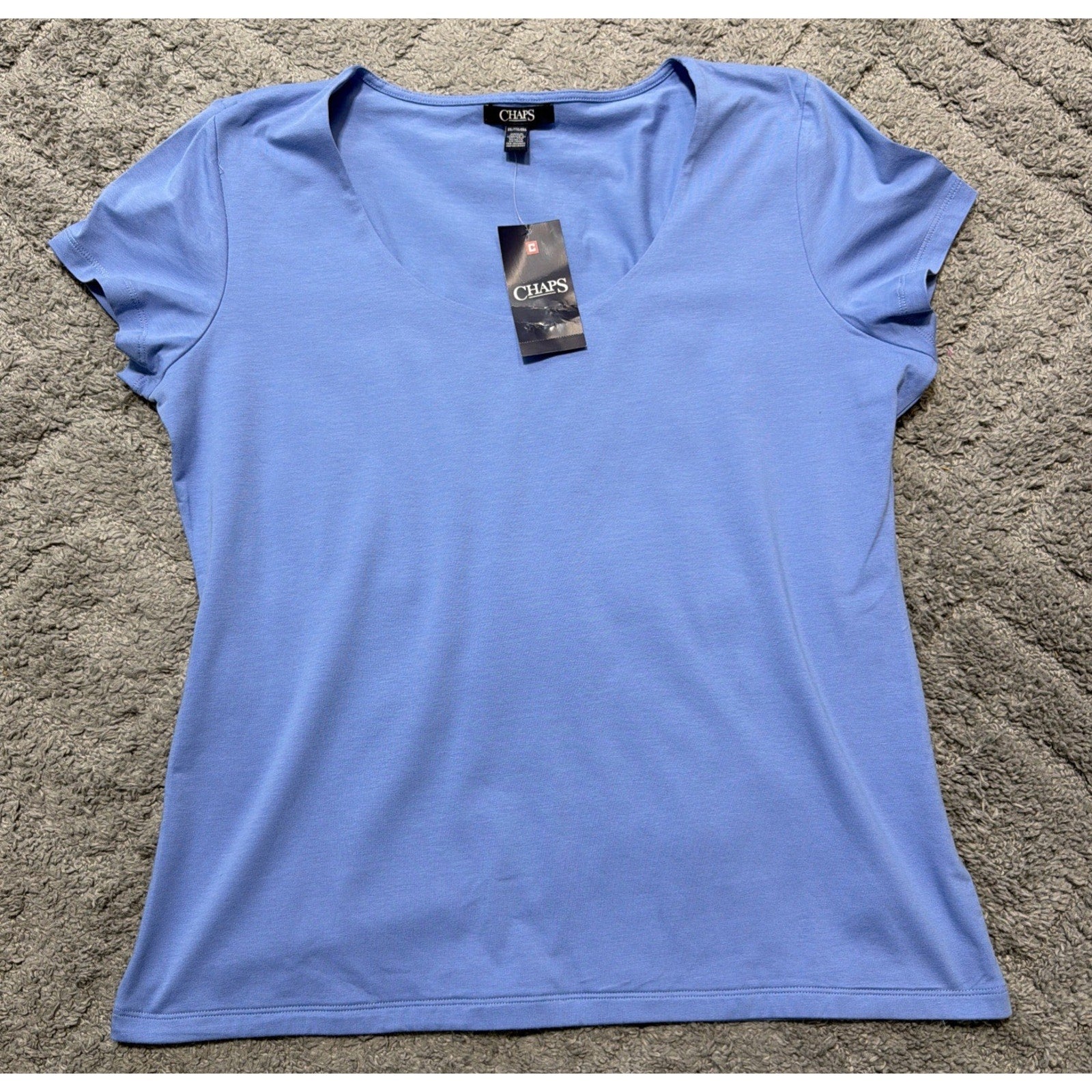 New Chaps Womens Sz XXL Scoop Neck T Shirt Blue Cotton Casual Minimalist