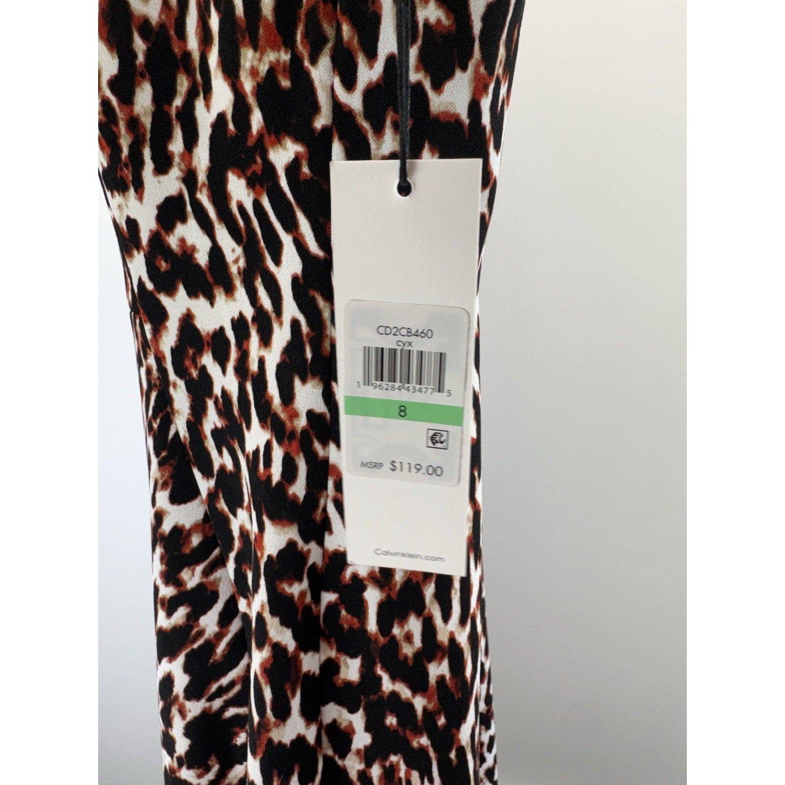 Calvin Klein Sleeveless Crew Neck Animal Print Scuba Sheath Dress Size 8