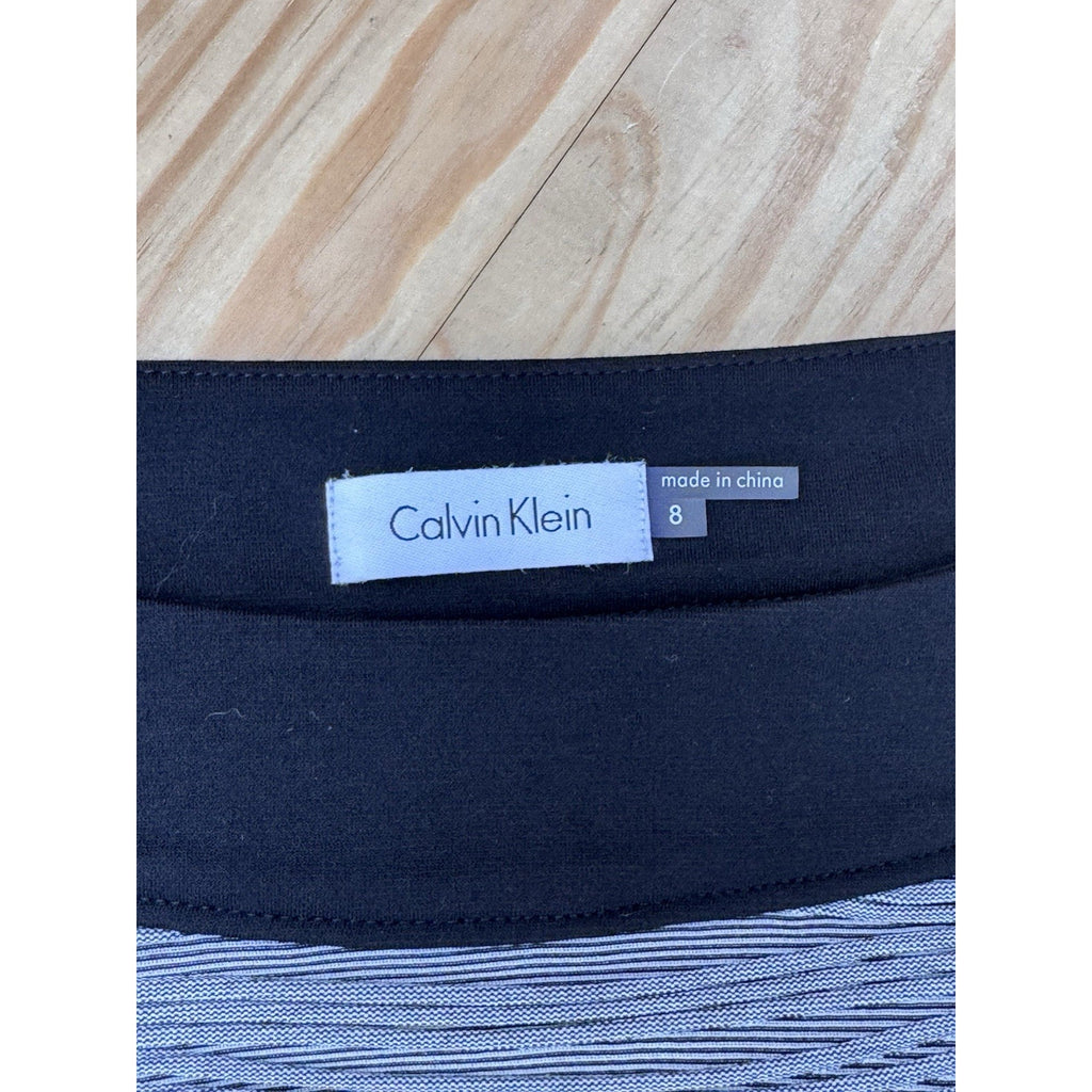 Calvin Klein Sleeveless Black And Gray Bodycon Knee Length Dress Women’s Size 8