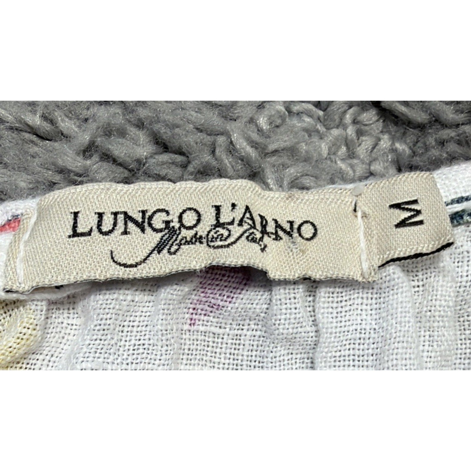 Lungo L’arno 100% Linen Floral Palm Dress Coverup Medium Made in Italy Coastal