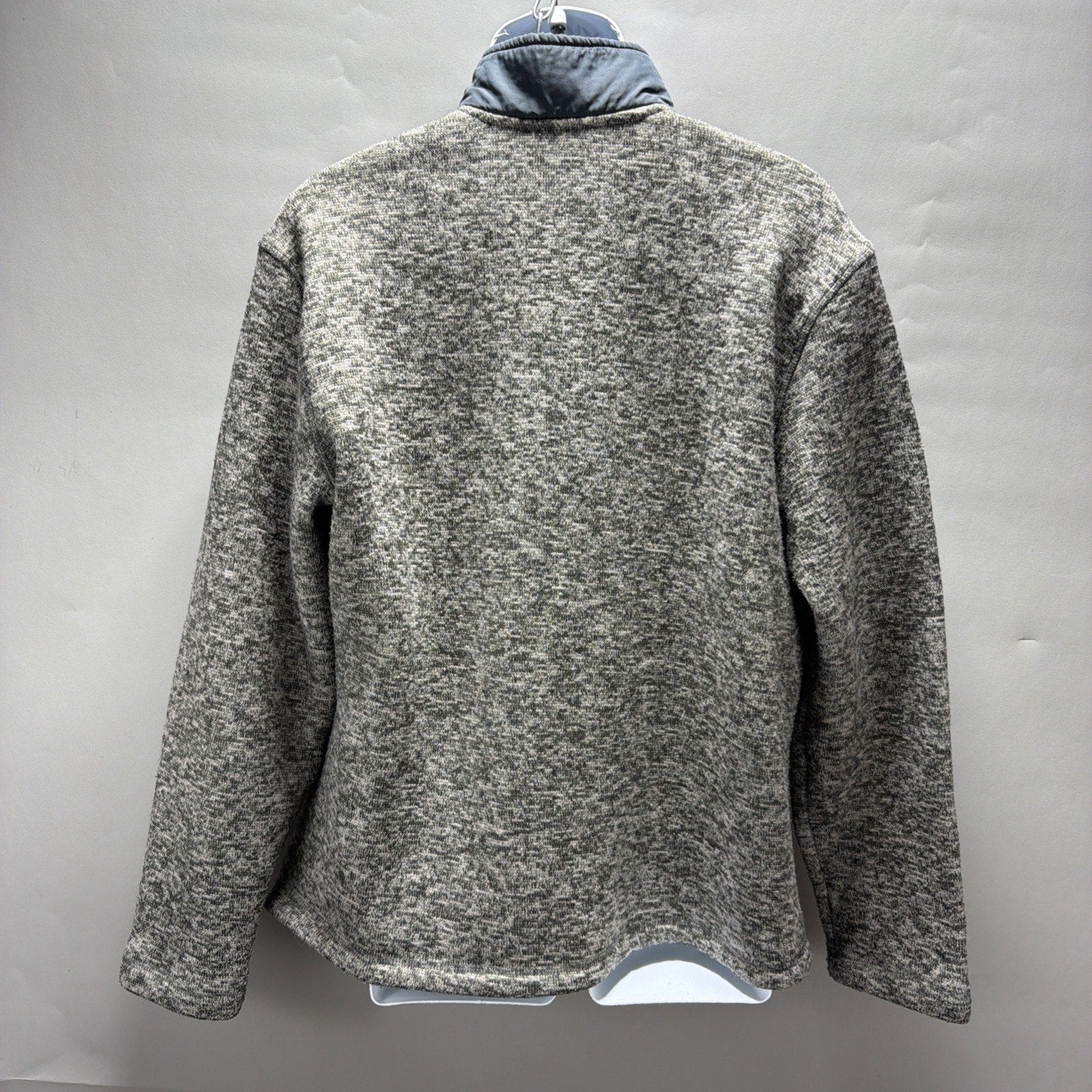 Eddie Bauer Mens Large Gray Heather Sweater Fleece 1/4 Zip Pullover Pocket L