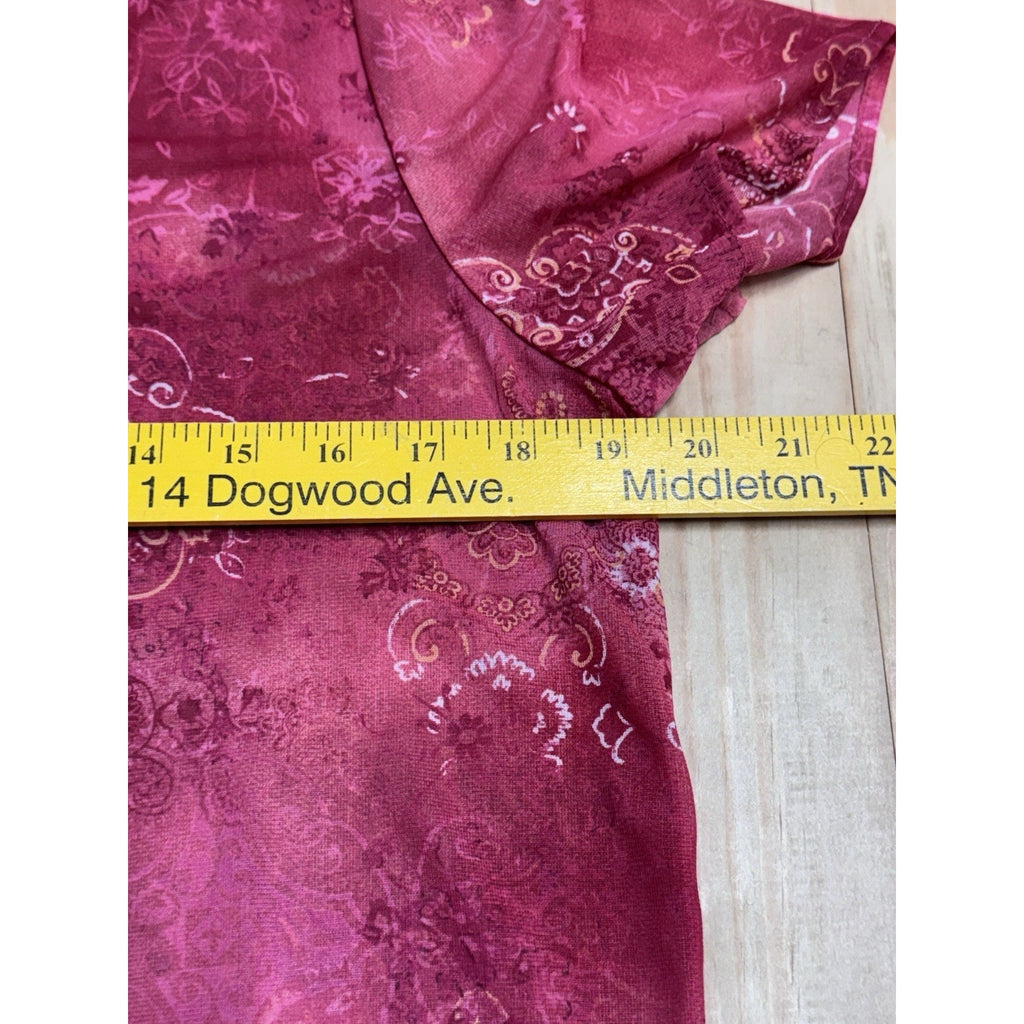 New York City Design Co Women’s Hot Pink Sheer Floral Button Up Size 14/16