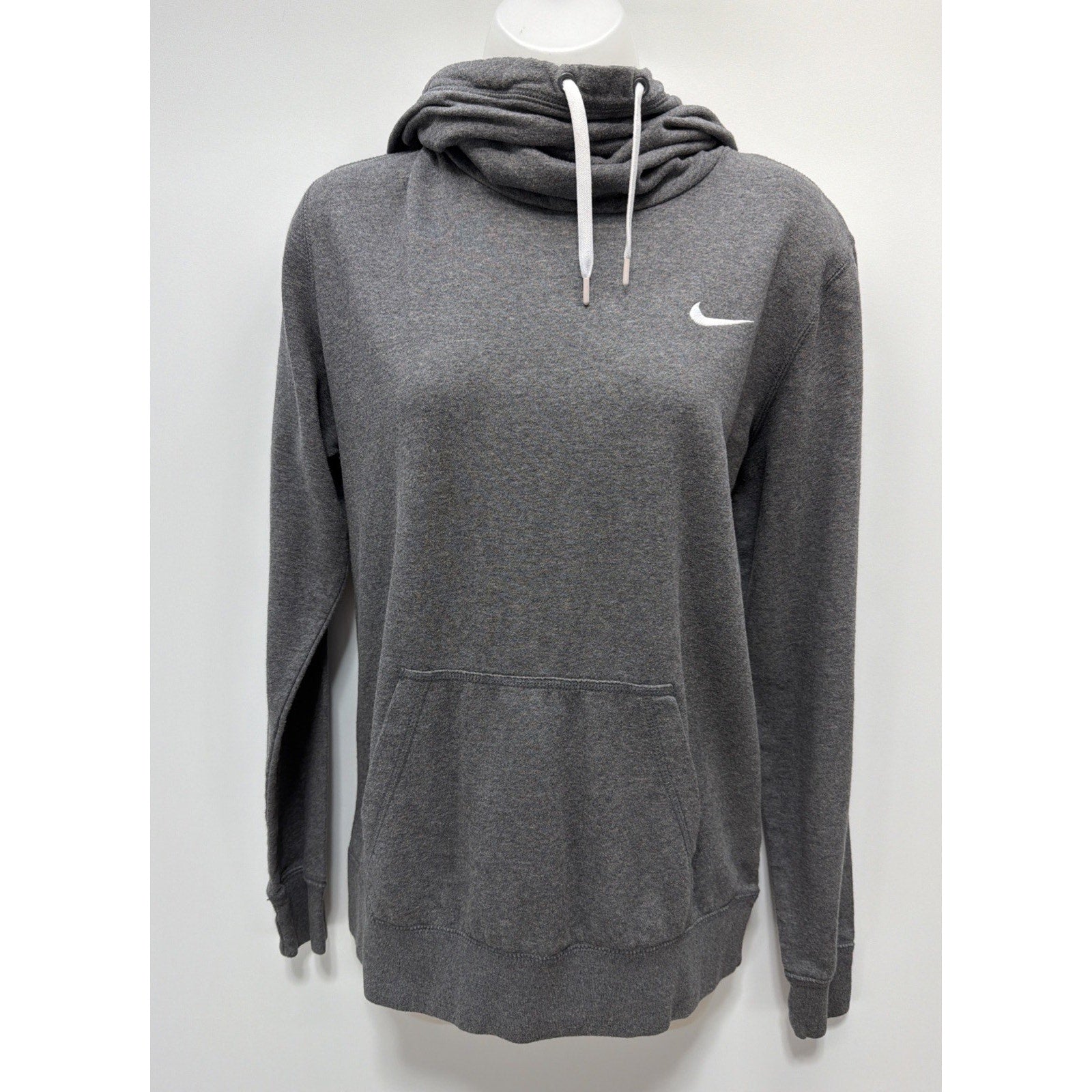 Nike Club Fleece Womens Hoodie Sweatshirt Gray Heathered Pocket Pullover L