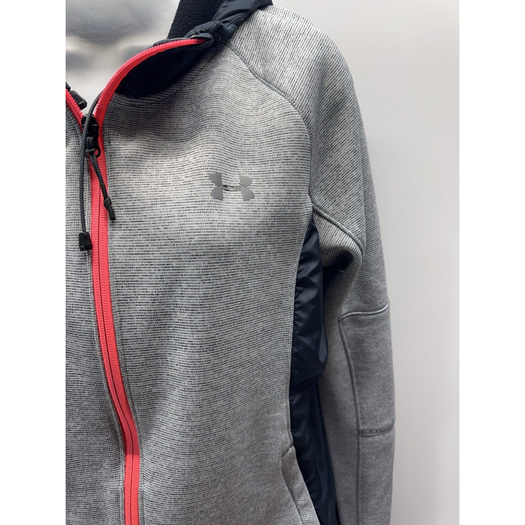 Under Armour Hoodie Women's Medium Running Shirt Grey Long Sleeve Full Zip Storm
