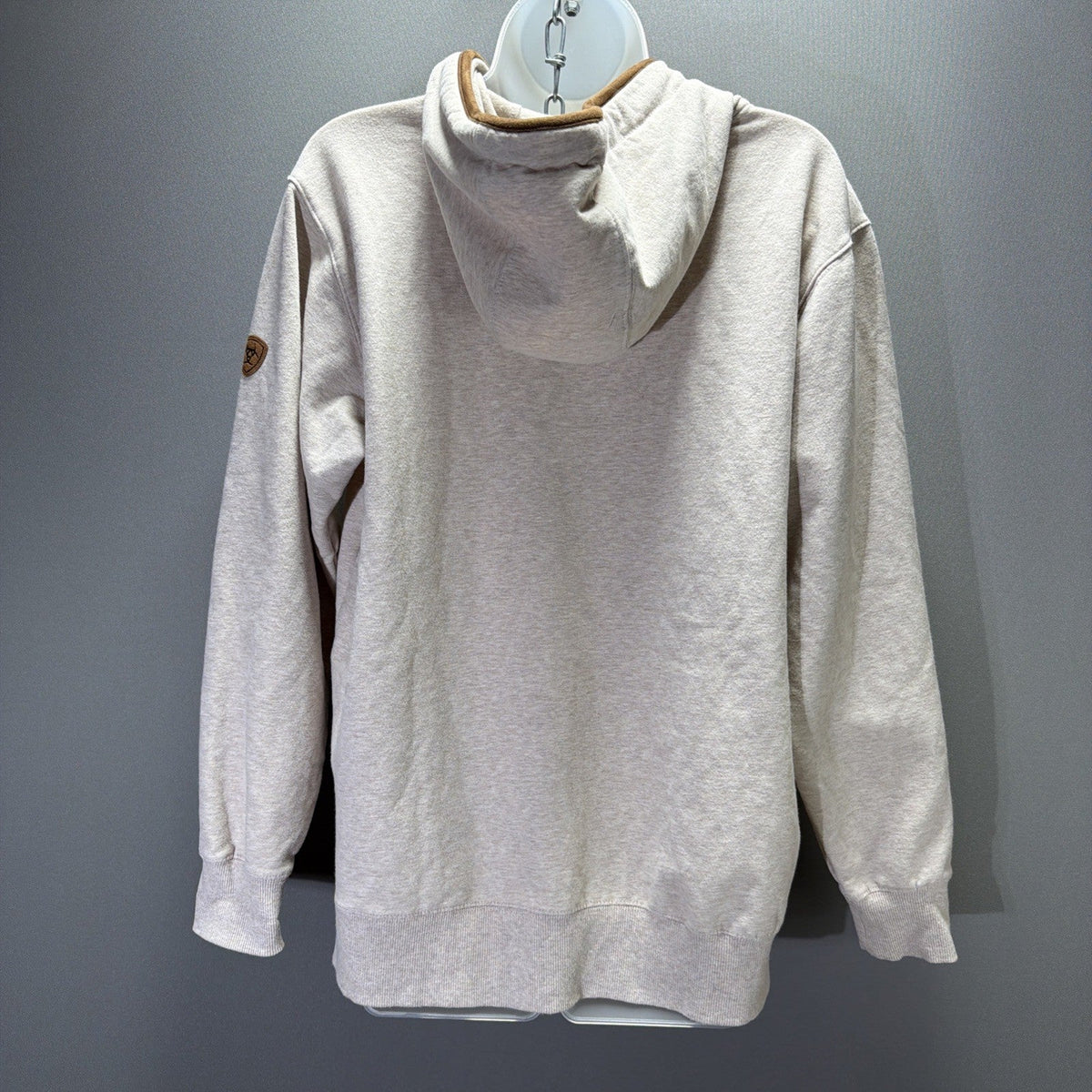 Ariat Womens REAL Elevated Oatmeal Button Henley Pullover Hoodie Sweatshirt L