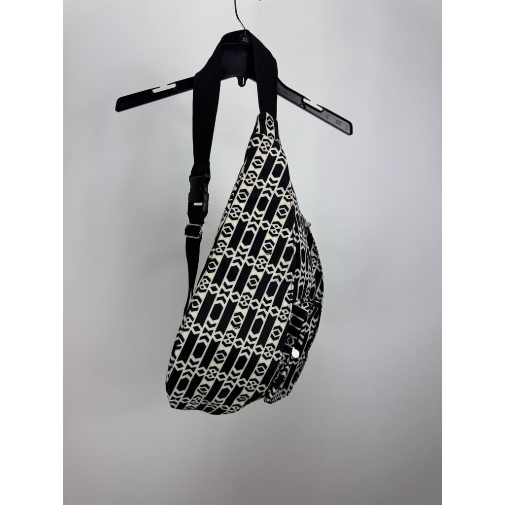 Initials Sling Backpack in Abstract Black And White Waterproof Pockets NWOT