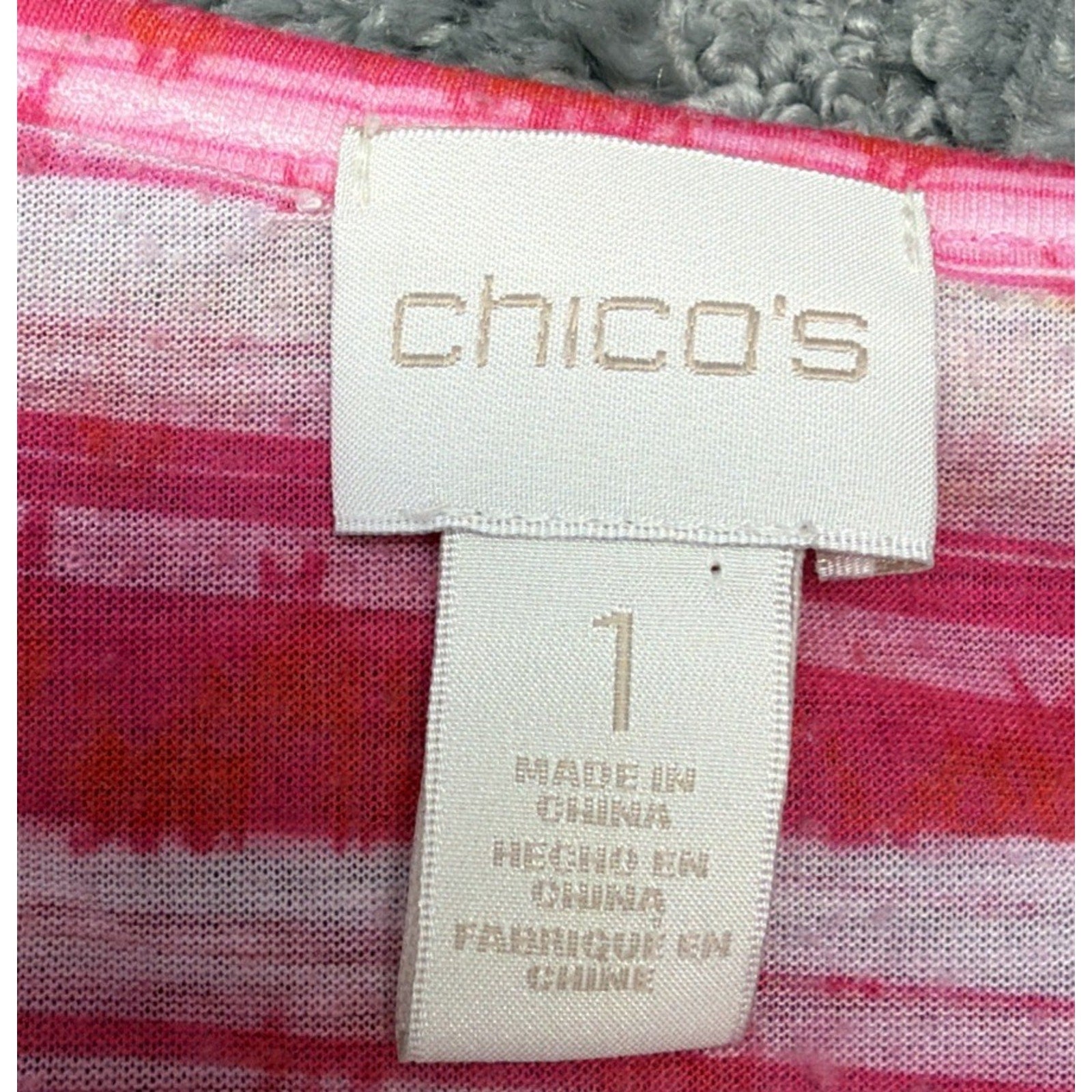 Chico's Calliandra Pink New Waves Darla Tie Front Knit Top Size 1 Medium