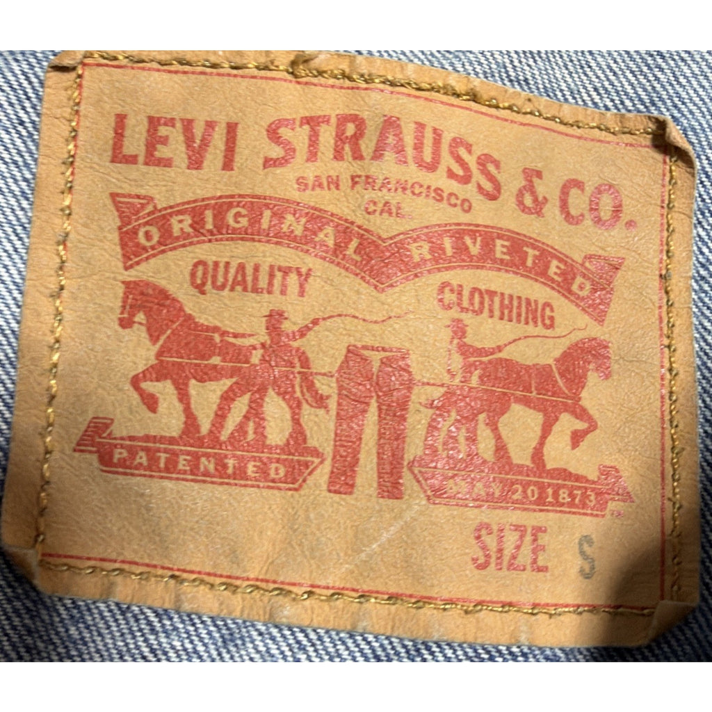 Levis Men's Denim Jacket Blue 100% Cotton Distressed Trucker Double Chest Small