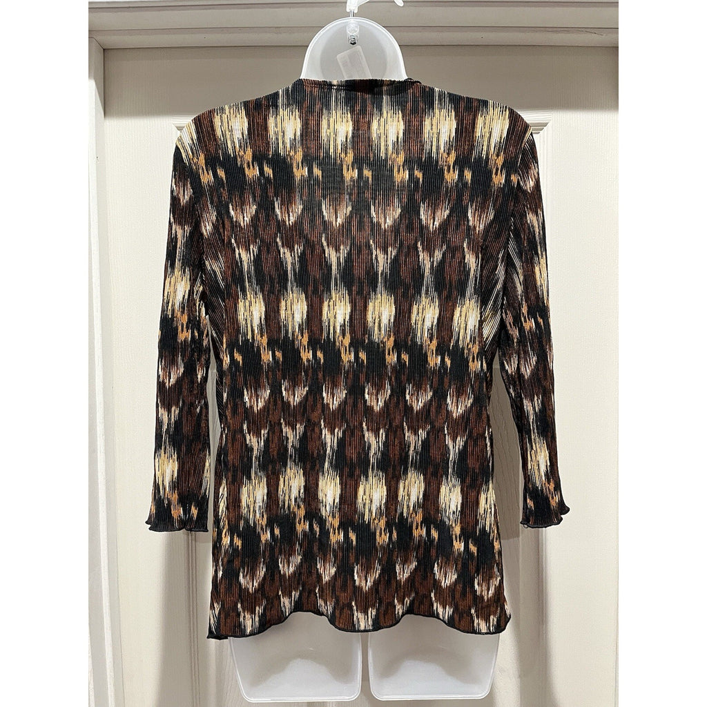 Notations Ladies Animal Print Split Front Top Brown Size M