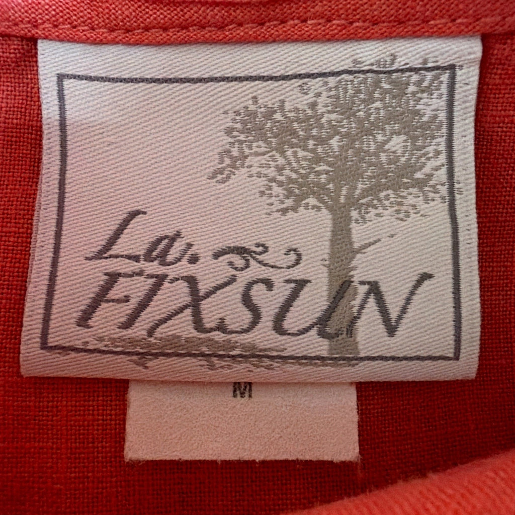La Fixsun Women M Coral 100% Linen Cowl Neck Lagenlook Tunic Top Made USA