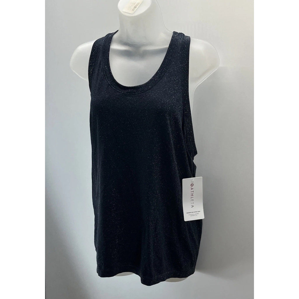 NWT Athleta Racer Back Tank Top Womens Sz XL Navy Blue Momentum Shine Stretch