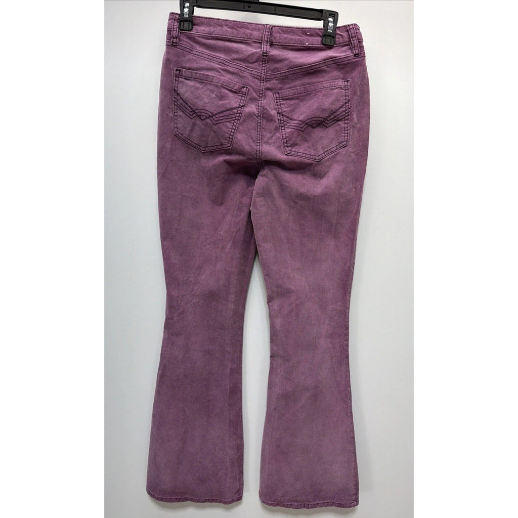 IDYLLWIND Miranda Lambert Womens Corduroy High Rise Flare Pants Purple Size 10