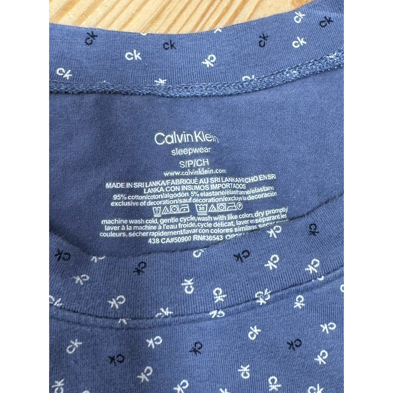 Calvin Klein Blue Logo Sleepwear Dress Short Sleeve Cotton Blend Women’s Size S