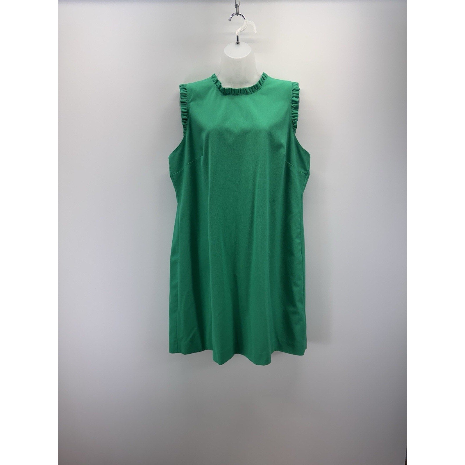 J. Crew Sleeveless Ruffled Shoulders Sheath Dress Kelly Green Women’s Size 20