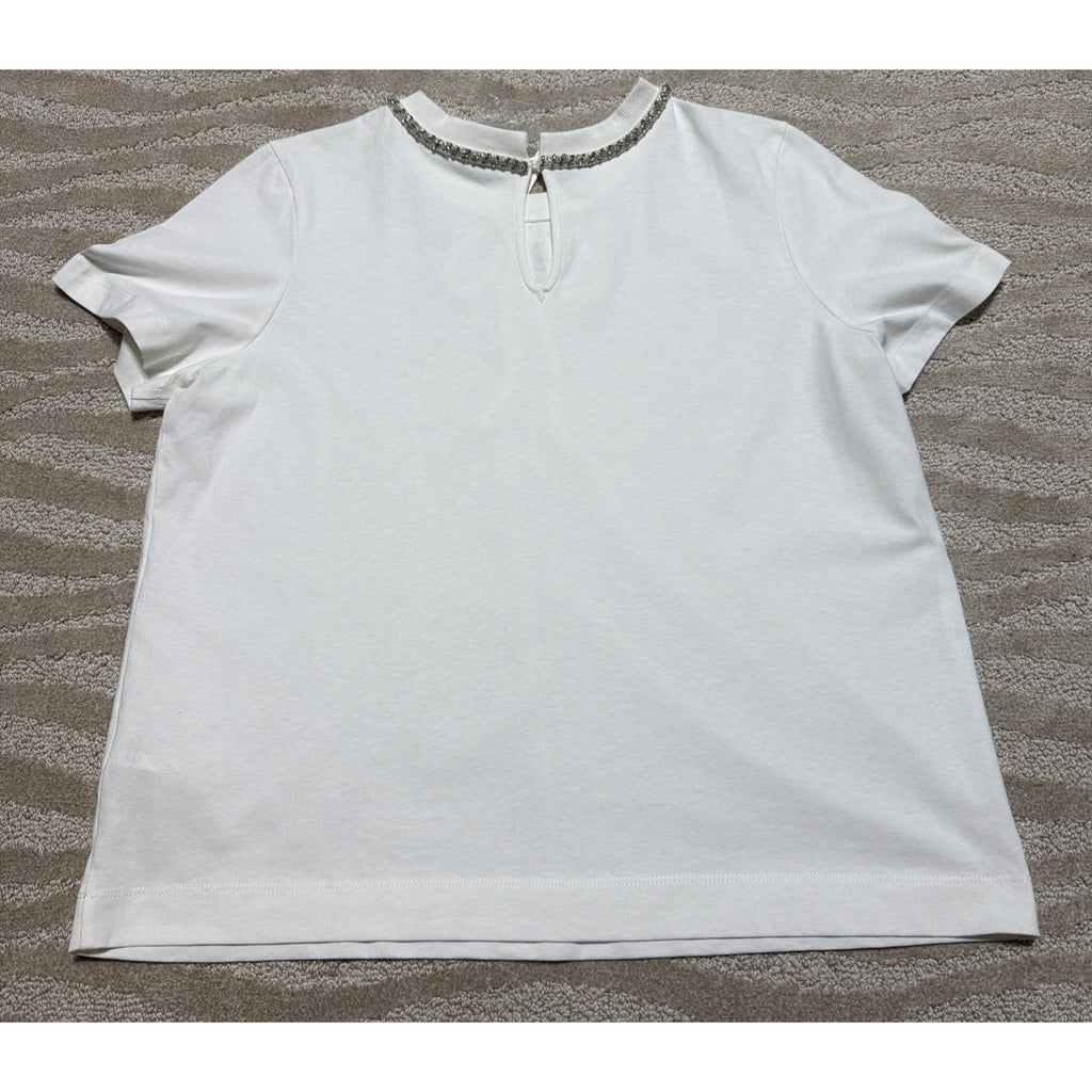 Anthropologie Maeve Embellished Bow Blouse M White Party Holiday Chic NWT