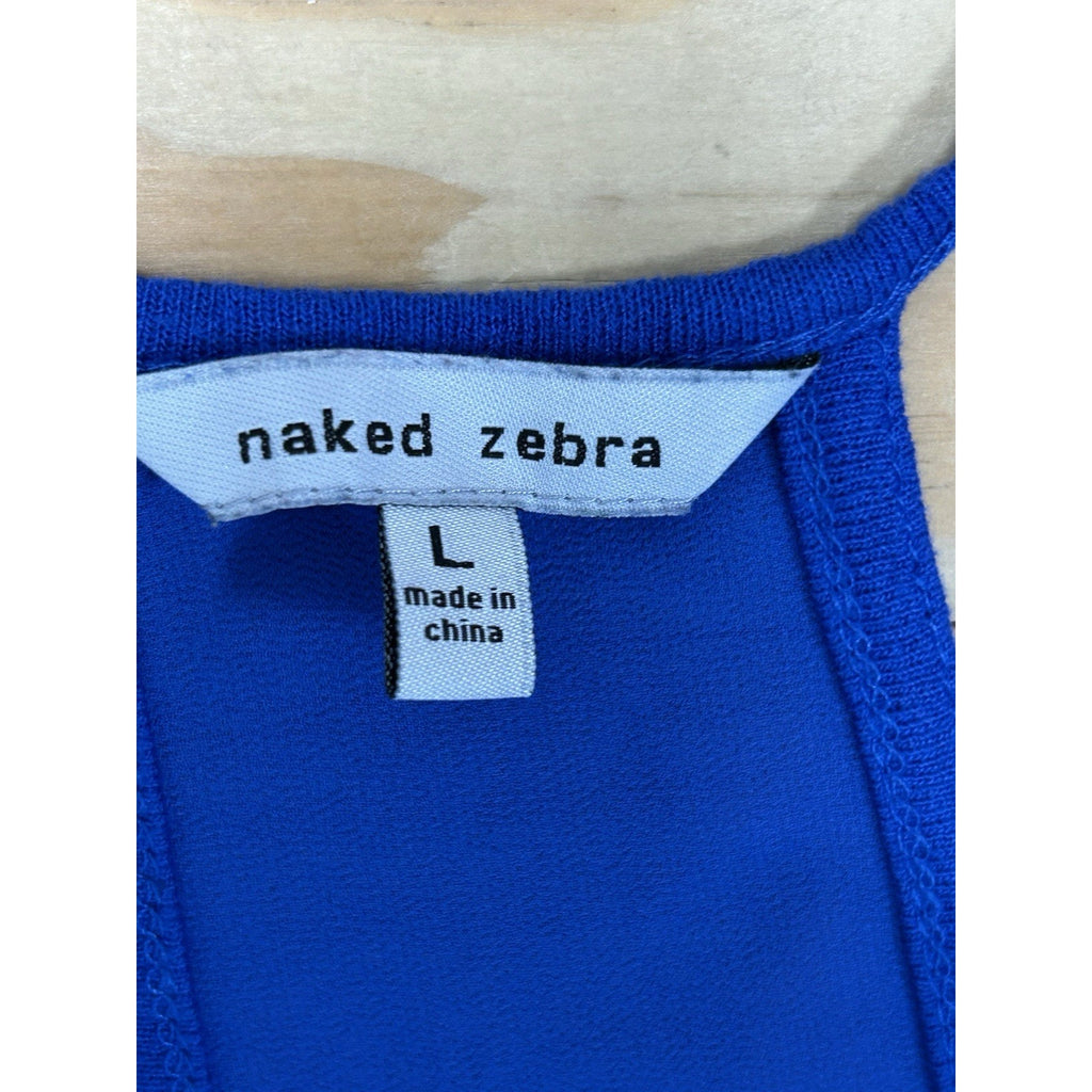 Naked Zebra Sleeveless Flowy Back Tank Top Size Large With Racerback.