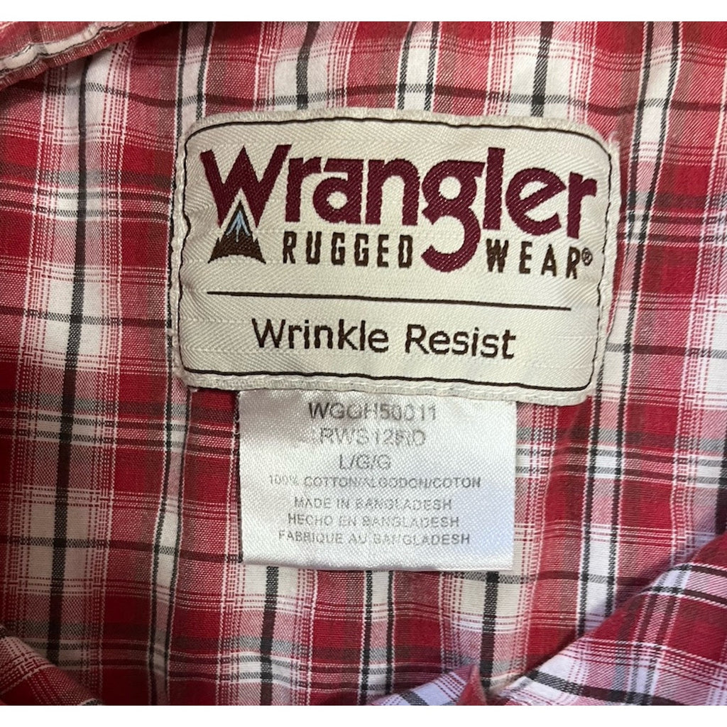Wrangler Rugged Wear Men's Wrinkle Resist Red Short Sleeve Shirt XL Plaid