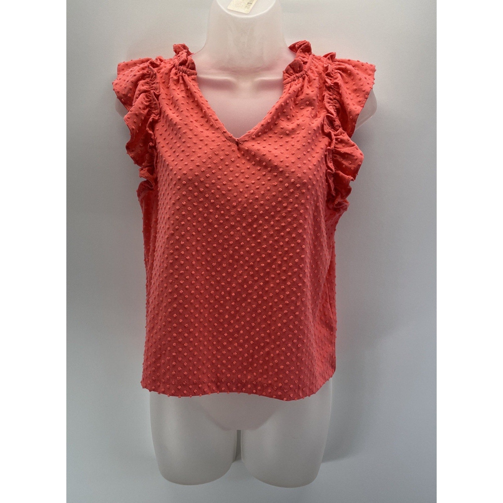 J. Crew Womens Ruffle Sleeve Blouse Clip Dot Top V-Neck Size S