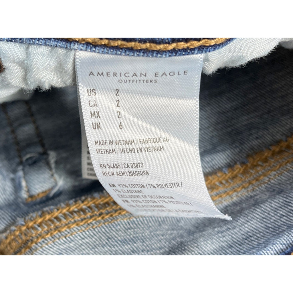 American Eagle Shorts Womens 2 Blue Denim Jeans Skinny Bermuda Stretch Ladies