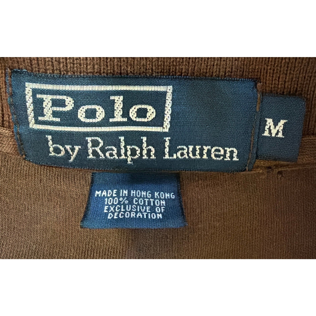 Vtg 1990s Polo Ralph Lauren Jersey Polo Shirt Mens M Brown Short Sleeve Preppy