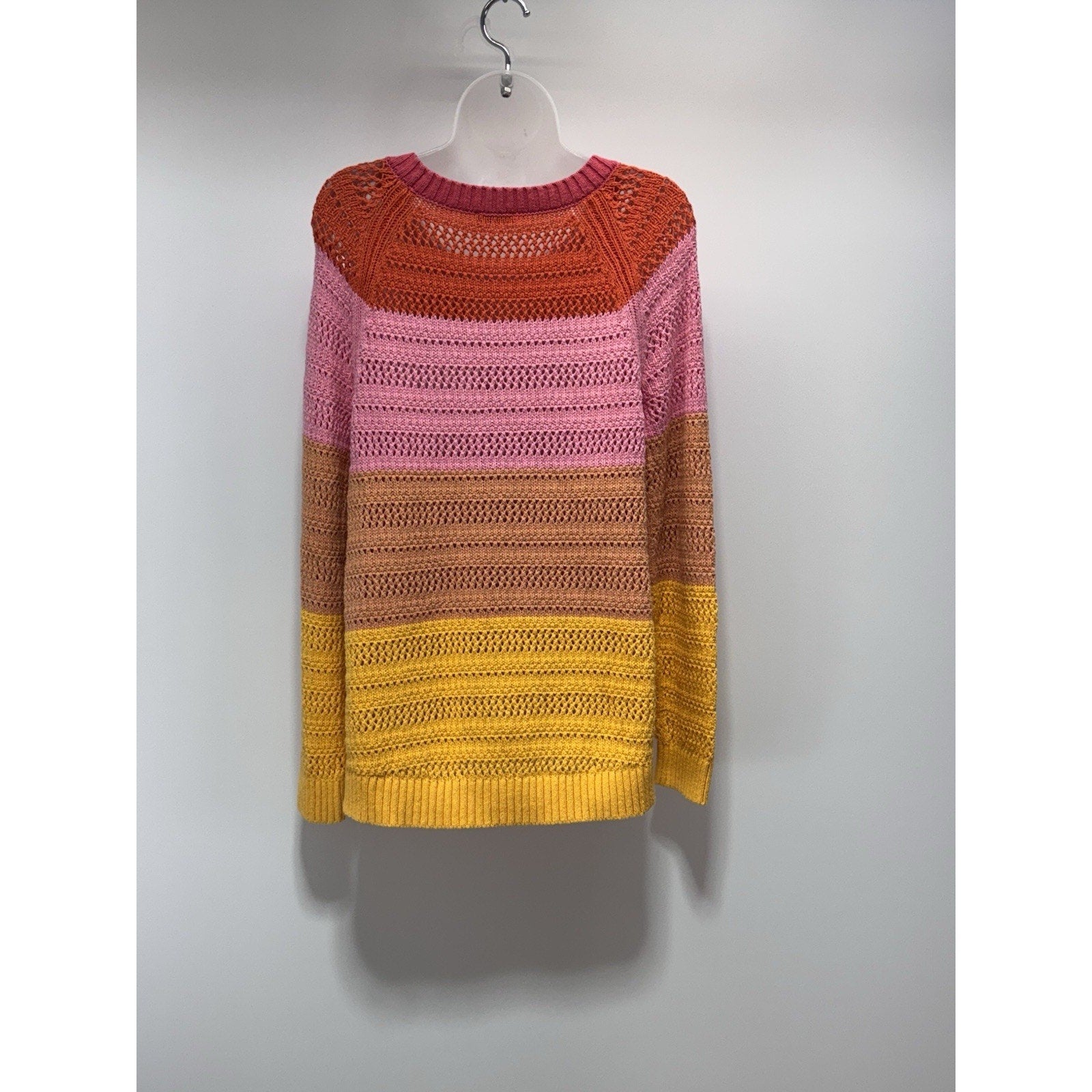 TALBOTS SWEATER Multicolor WOVEN Pastels COTTON WOMENS Medium M -No Tags