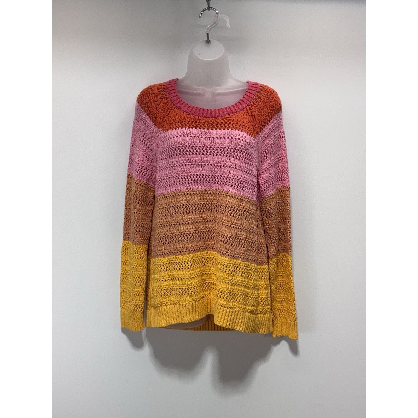TALBOTS SWEATER Multicolor WOVEN Pastels COTTON WOMENS Medium M -No Tags
