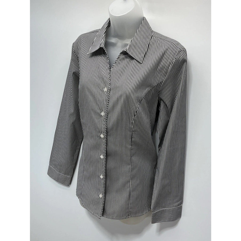NWT Christopher Banks Top Blouse Shirt Wrinkle Resistant Long Sleeve Gray M