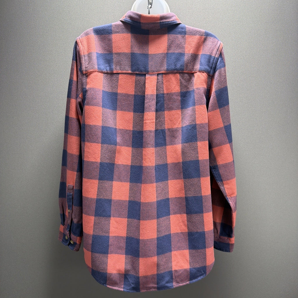 LL Bean Shirt Womens M Long Sleeve Button Down Organic Flannel Tunic NWT