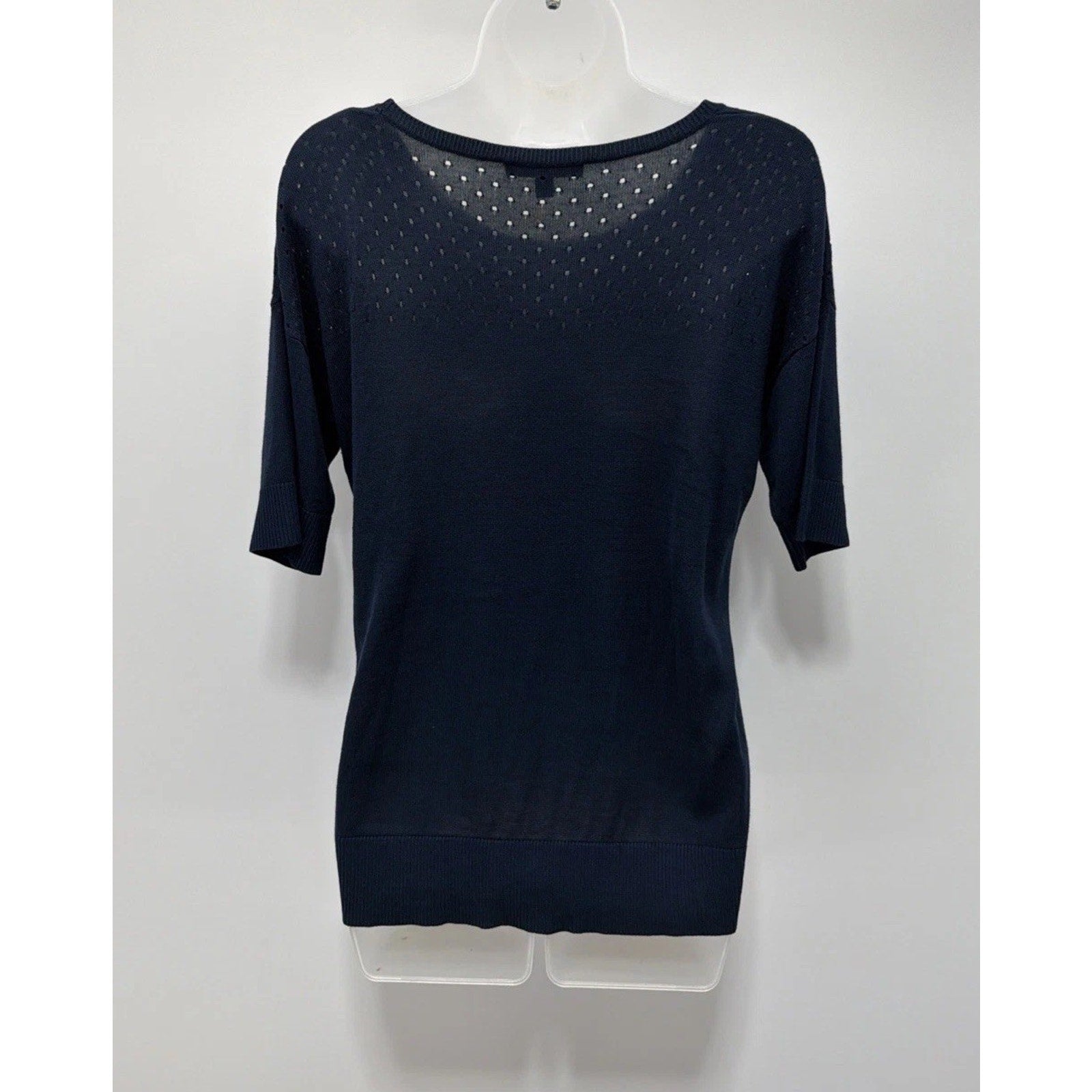 Banana Republic Sweater Womens Small Navy Long Half Sleeve Round Neck Pullover
