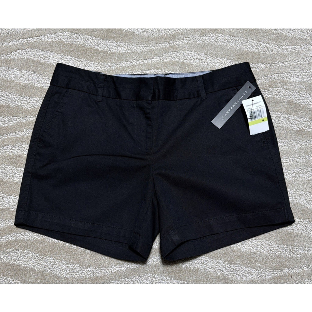 New COUNTERPARTS Mid Rise Black Chino Shorts - Women's Size 4 NWT 32x5”