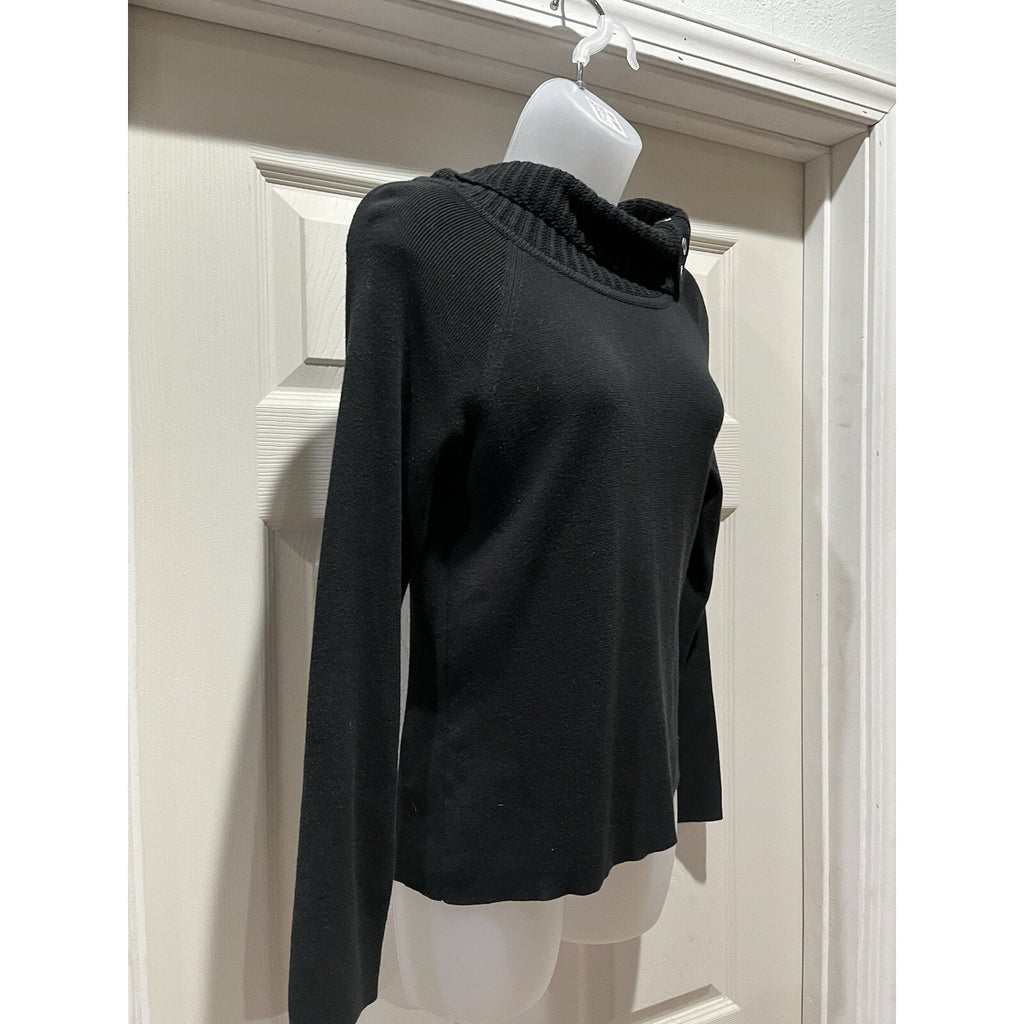 Vintage 90's Y2K Northern Isles Sz M Black Chunky Knit V Neck Pullover Sweater