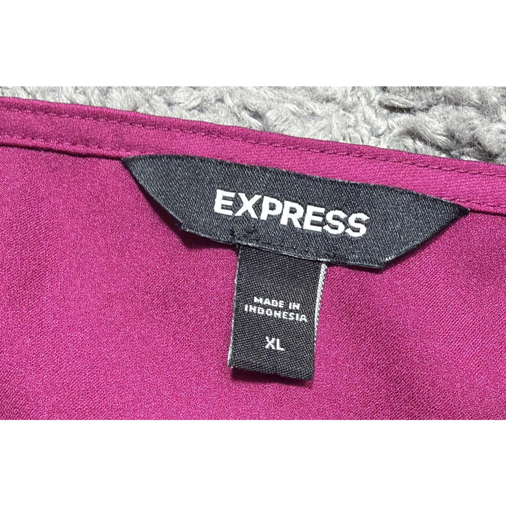Express Satin Pleated Faux Wrap Cami Thong Bodysuit XL
